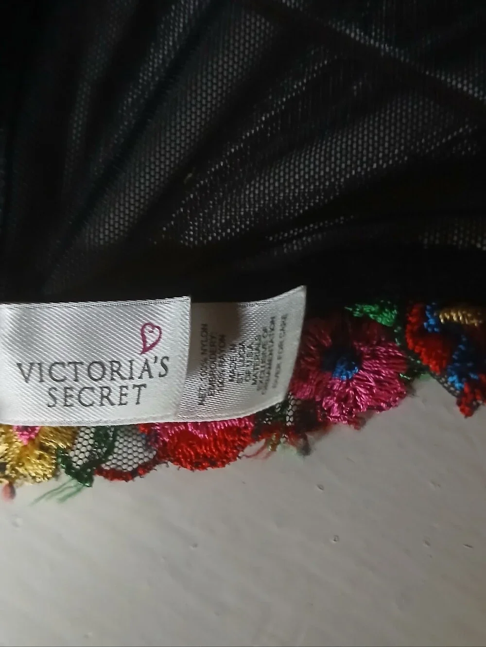 Victoria's Secret Black Multi Color Florao Embroidered Corset 34B